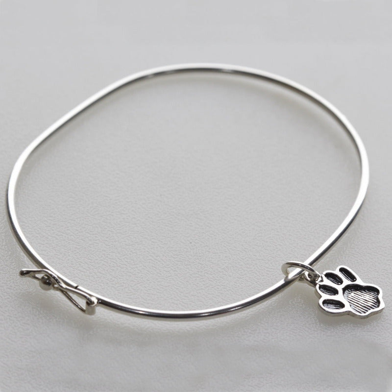 Pulseira Bracelete Rígido Prata 925 - Pingente Patinha