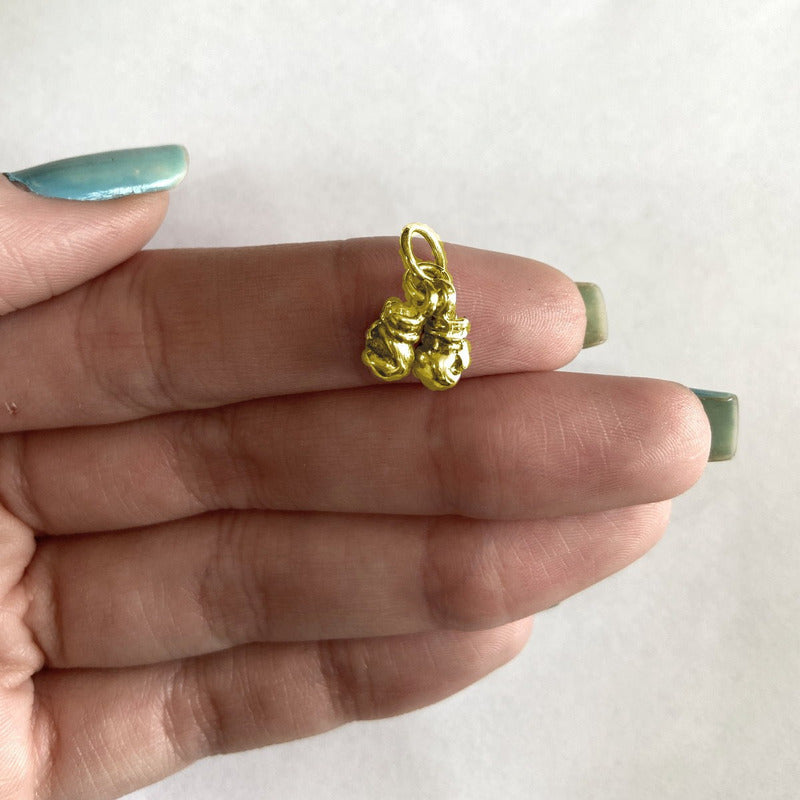 Pingente Prata 925 Dourada 18k - Par Luva De Boxe