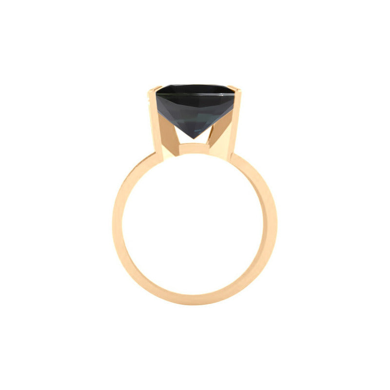 Anel Solitário Prata 925 Dourada 18k - Black Ônix Grande