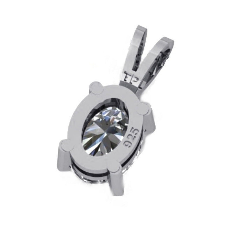 Pingente Prata 925 Oval Zirconia 6x8mm - Exclusivo