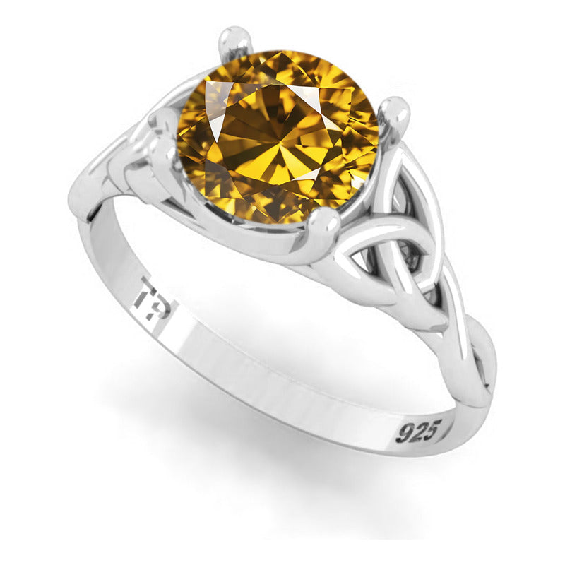 Anel Prata 925 Celta Knot Trinity Citrino - Feminino