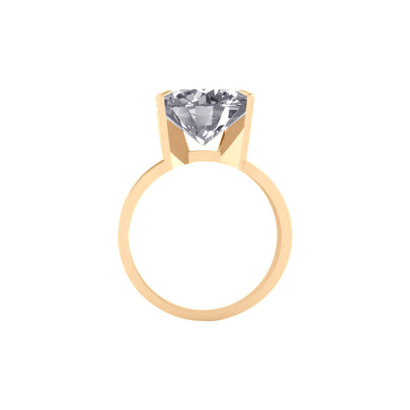 Anel Solitário Prata 925 Dourada 18k - Zircônia Grande