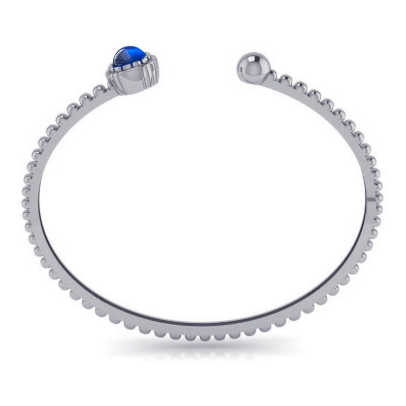 Pulseira Bracelete Safira Rígido Prata 925 - Unissex