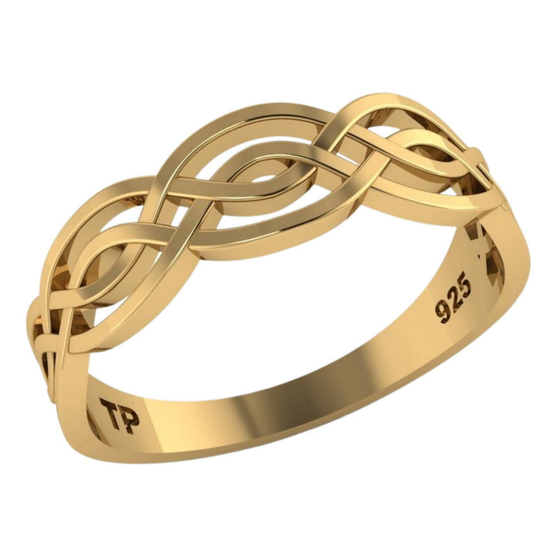 Anel Celta Infinito Prata 925 Dourada 18k - Exclusivo