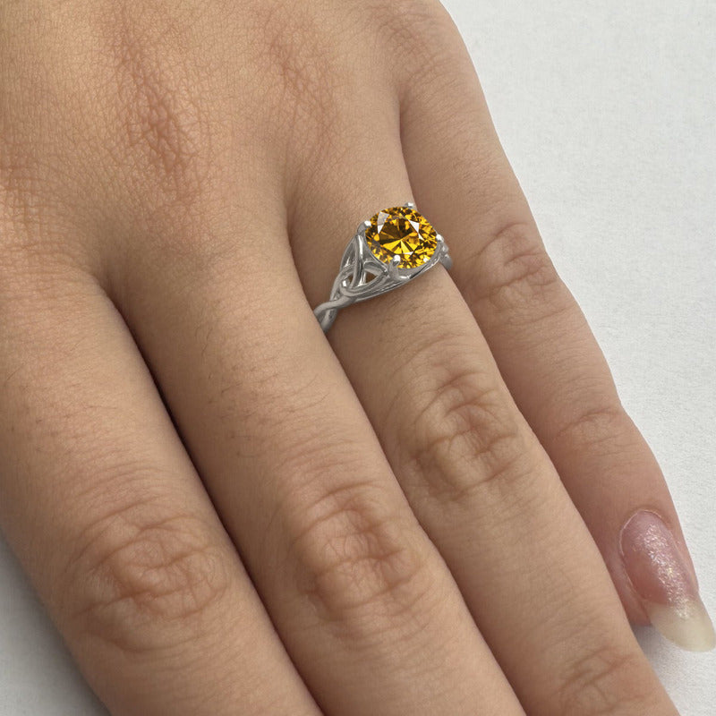 Anel Prata 925 Celta Knot Trinity Citrino - Feminino