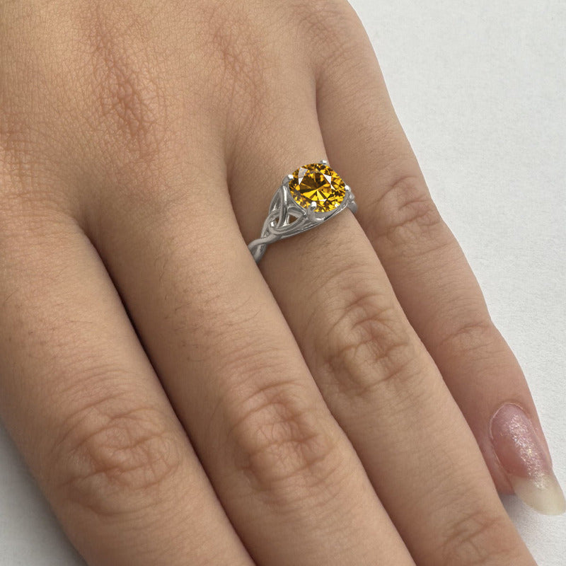 Anel Prata 925 Celta Knot Trinity Citrino - Feminino