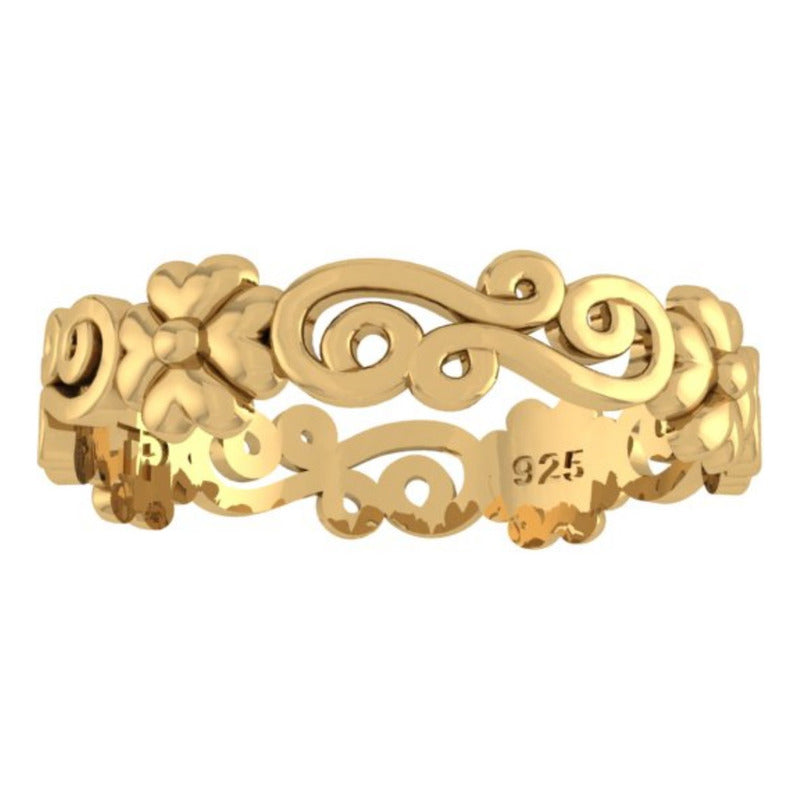Anel Arabesco Prata 925 Dourada 18k - Exclusivo