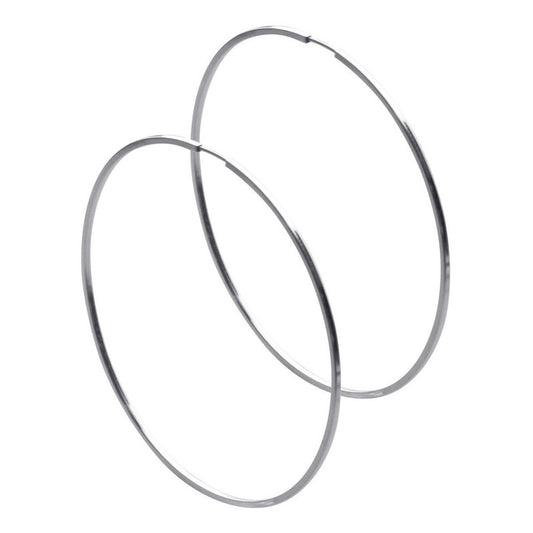 Argola Brinco Grande Pura Prata 925 - 6cm - Tubo Quadrado