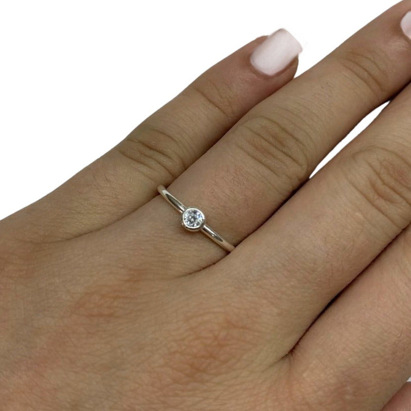 Anel De Prata 925 Solitário Zirconia Redonda - Exclusivo - Compre Joias Direto Da Fábrica E Economize Dinheiro