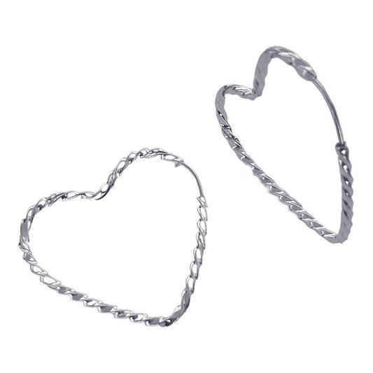 Brinco Argola Grande Prata 925 Coração - 30mm Torcido