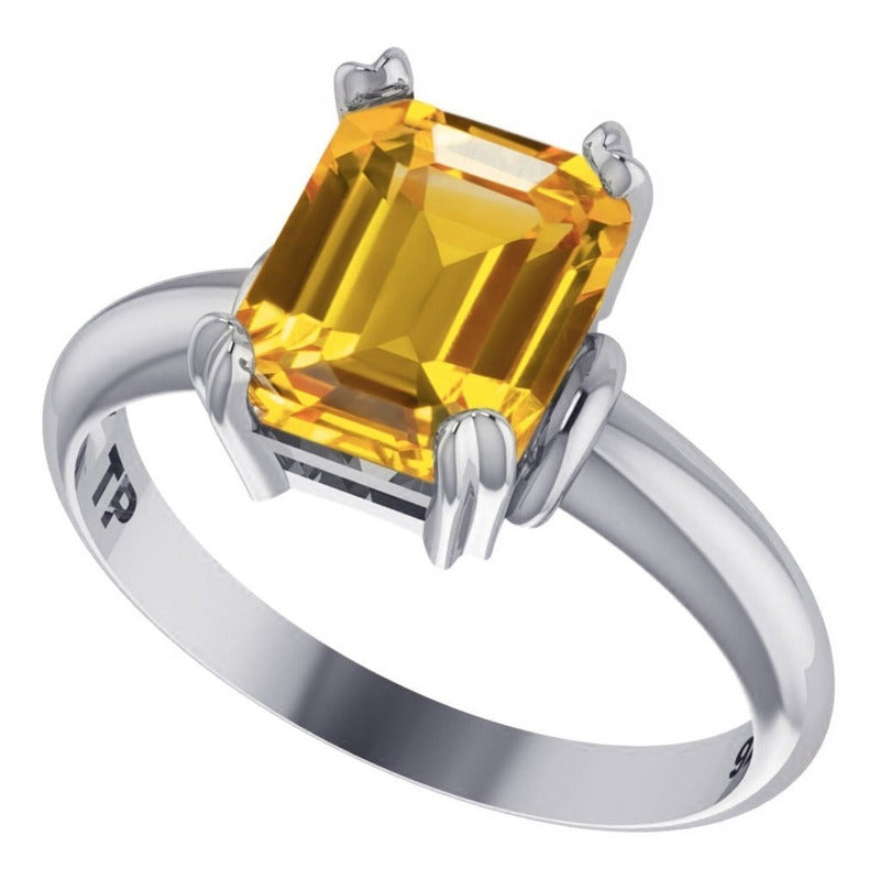 Anel Vintage Citrino Pura Prata 925 - Feminino