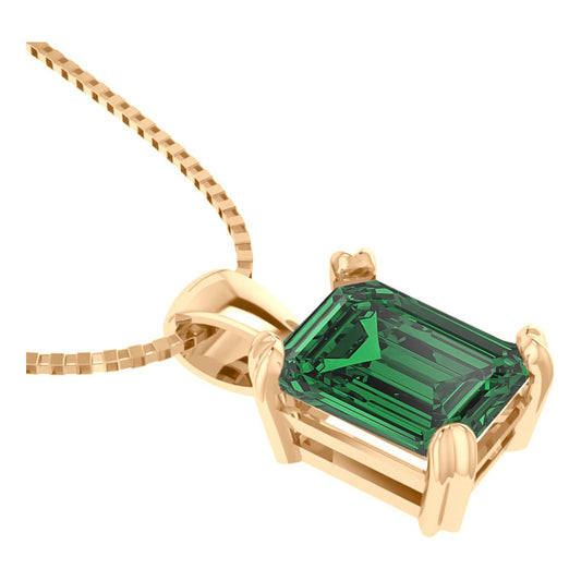 Colar Pingente Retangular Prata 925 Dourada 18k - Esmeralda