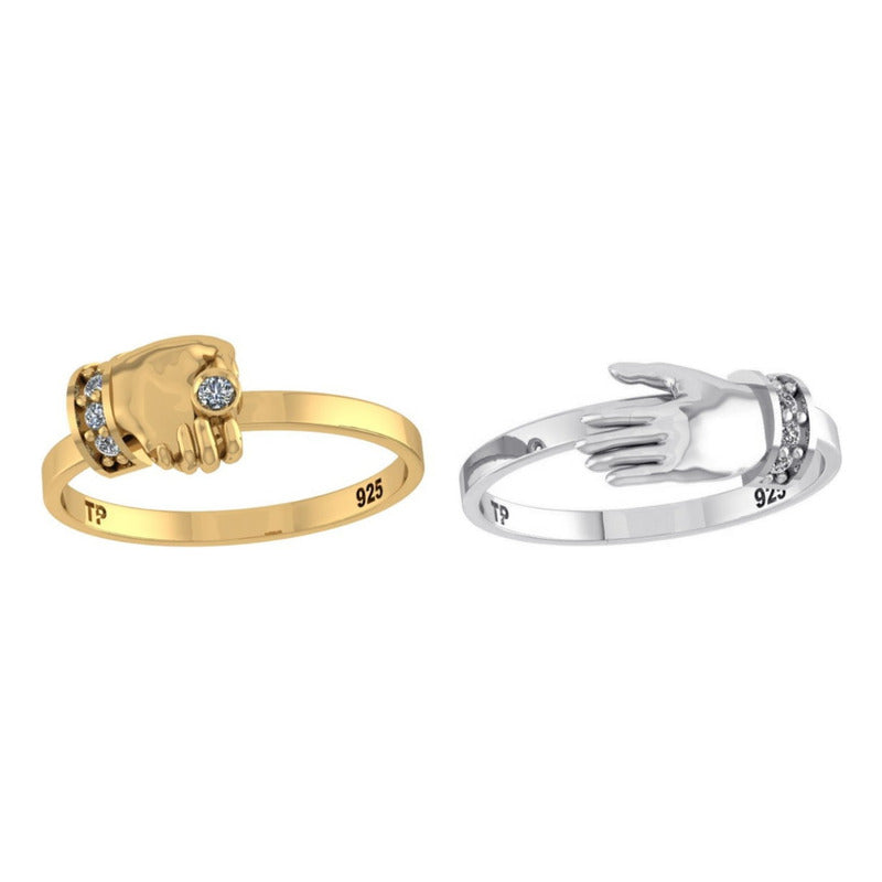 Anel Passione Zirconias Prata 925 Dourada 18k - Noivado