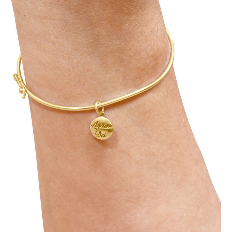 Bracelete Rígido Prata 925 Dourado 18k - Agnus Dei
