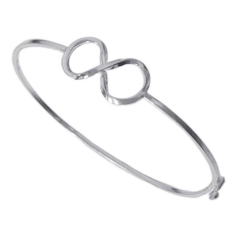 Pulseira Bracelete Infinito Rígido Prata 925 - Fecho Lateral