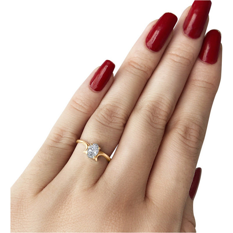 Anel Roma Solitário Prata 925 Dourada Ouro 18k - Zircônia