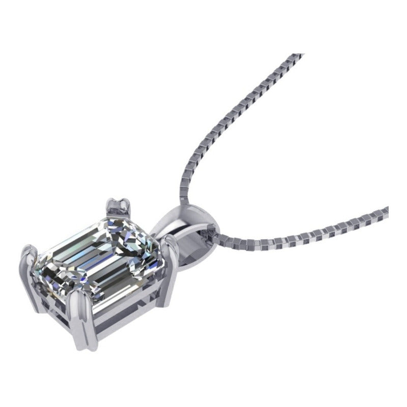 Colar Prata 925 Retangular Zirconia - Exclusivo