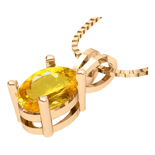 Colar Pingente Oval Prata 925 Dourada 18k - Citrino