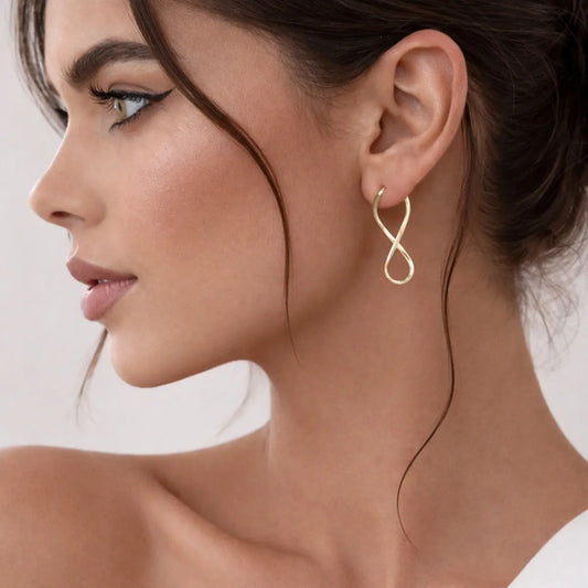 Argola Brinco 3,8cm Infinito Prata 925 Dourada 18k- Feminino Dourado