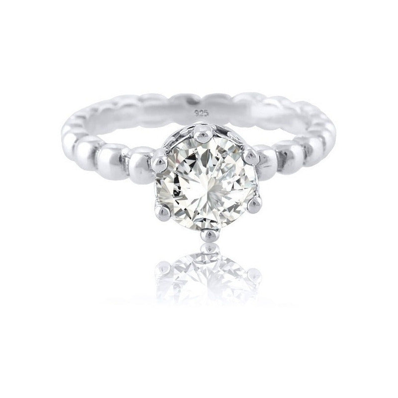 Anel Solitáro Pura Prata 925 Zirconia - Exclusivo