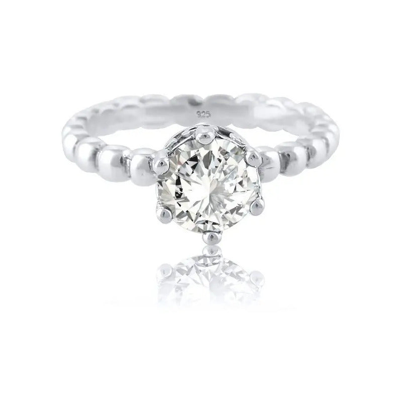 Anel Solitáro Pura Prata 925 Zirconia - Exclusivo