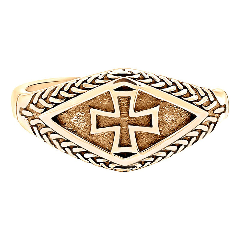 Anel Masculino Cruz De Malta Prata 925 Dourada Ouro 18k