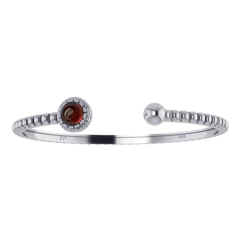 Pulseira Bracelete Granada Rígido Prata 925 - Unissex