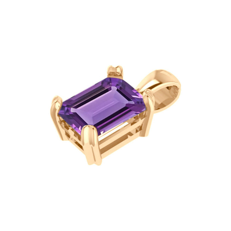 Pingente Retangular Prata 925 Dourada 18k - Ametista