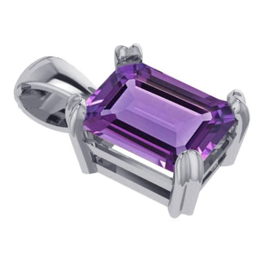 Pingente Retangular Prata 925 Ametista - Exclusivo