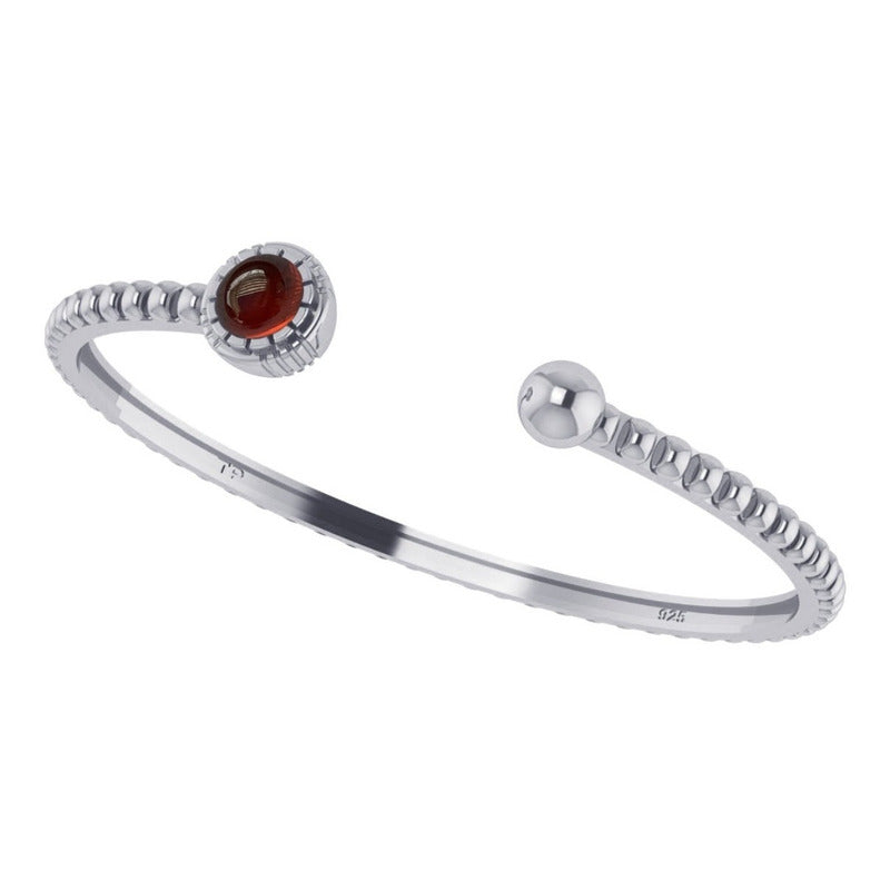 Pulseira Bracelete Granada Rígido Prata 925 - Unissex