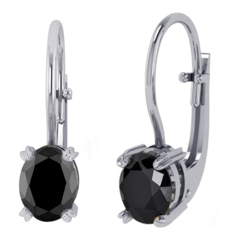 Brinco Trava De Prata 925 Black Onix Oval - Exclusivo - Compre Joias Direto Da Fábrica E Economize Dinheiro
