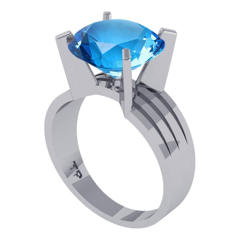 Anel Solitário Zirconia De Pura Prata 925 - Feminino Tamanho 30