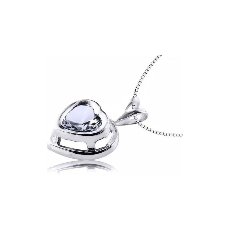 Colar Galeria Coração Prata Pura Zirconia - Exclusivo Branco