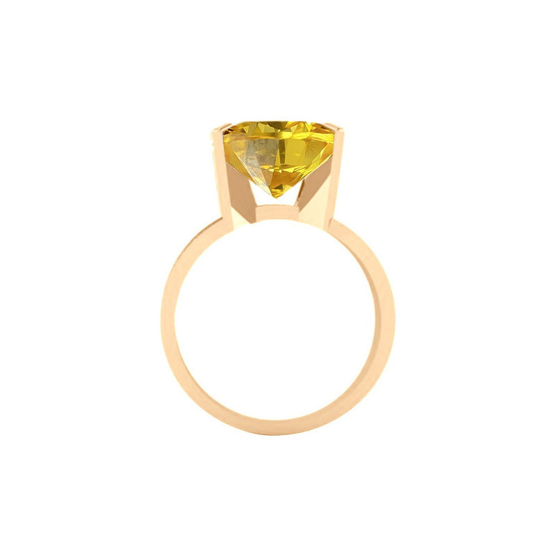 Anel Solitário Prata 925 Dourada 18k - Citrino Grande