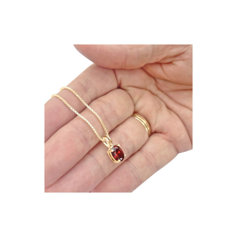 Pingente Oval Prata 925 Dourada 18k - Granada