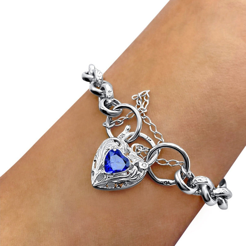 Pulseira Prata 925 Elo Portugues Pedras - Modelo Exclusivo