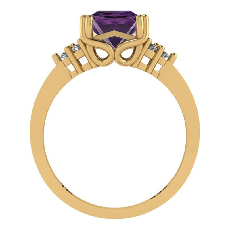 Anel Vintage Clássico Prata 925 Dourada Ouro 18k Ametista