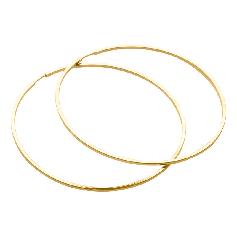 Argola Brinco Grande 7cm Prata 925 Dourada 18k Tubo Quadrado