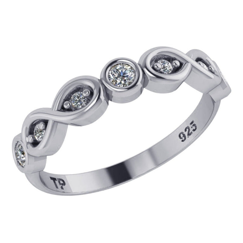 Anel Infinito Zircônias Pura Prata 925 - Melhor Preço