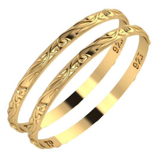 2 Aneis Fio Arabesco Aliancinha Prata 925 Dourada Ouro 18k