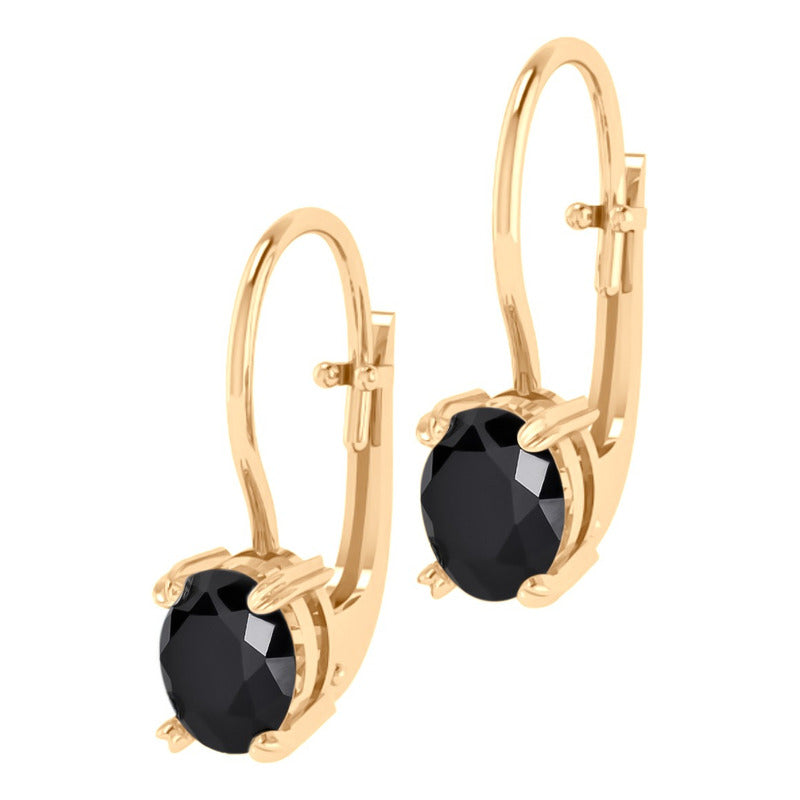 Brinco Trava Pura Prata 925 Dourada 18k - Black Ônix Oval