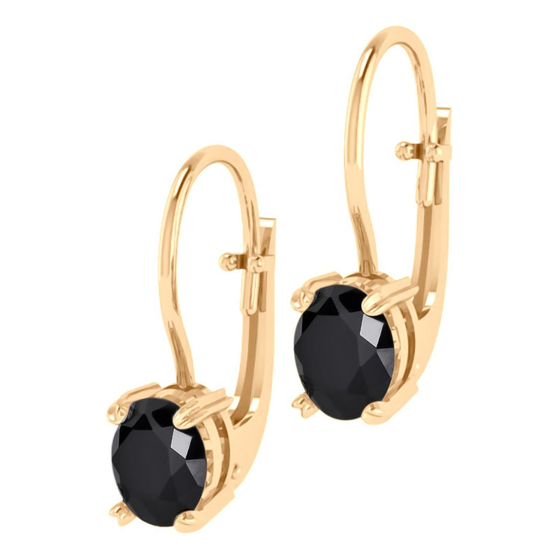 Brinco Trava Pura Prata 925 Dourada 18k - Black Ônix Oval
