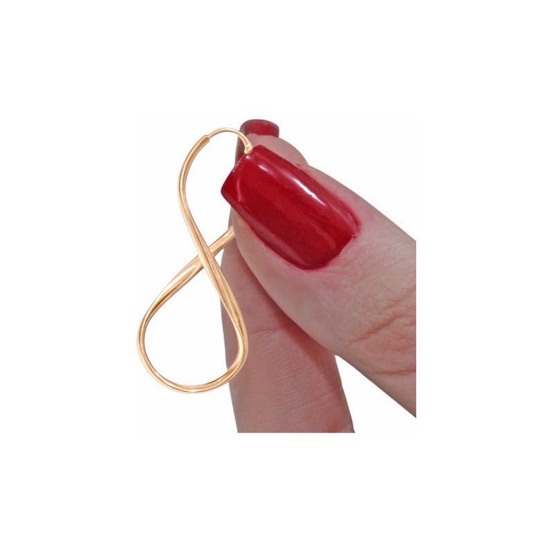 Argola Brinco 3,8cm Infinito Prata 925 Dourada 18k- Feminino