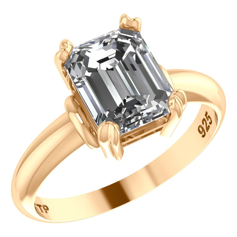 Anel Vintage Zircônia Prata 925 Dourada Ouro 18k- Feminino
