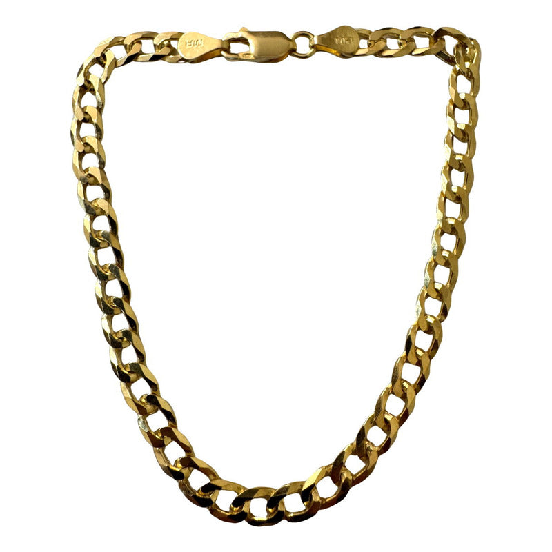 Pulseira Prata 925 Dourada 18k Grumet Maciça - 5mm
