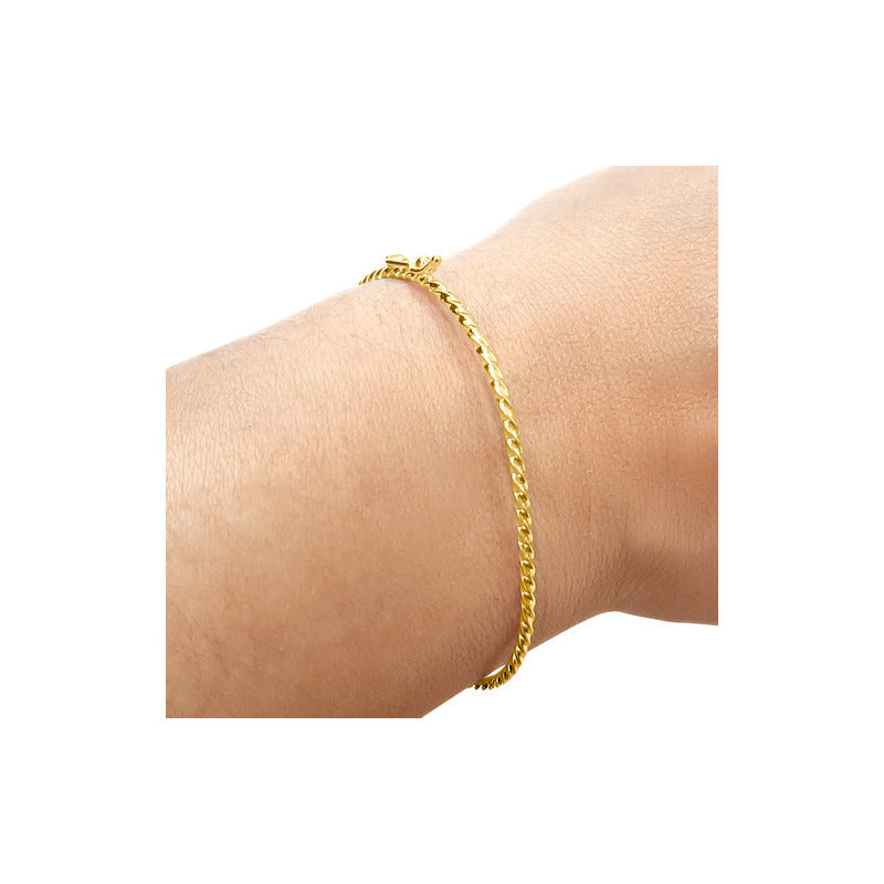 Pulseira Bracelete Rígido Torcido - Prata 925 Dourada 18k