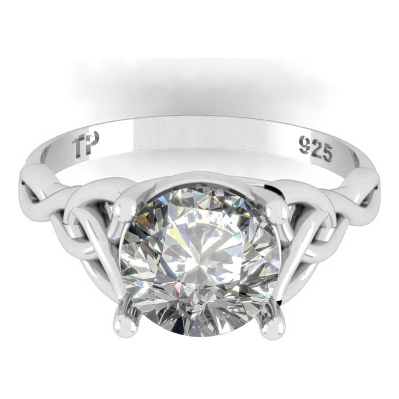 Anel Prata 925 Celta Knot Trinity Zircônia - Feminino