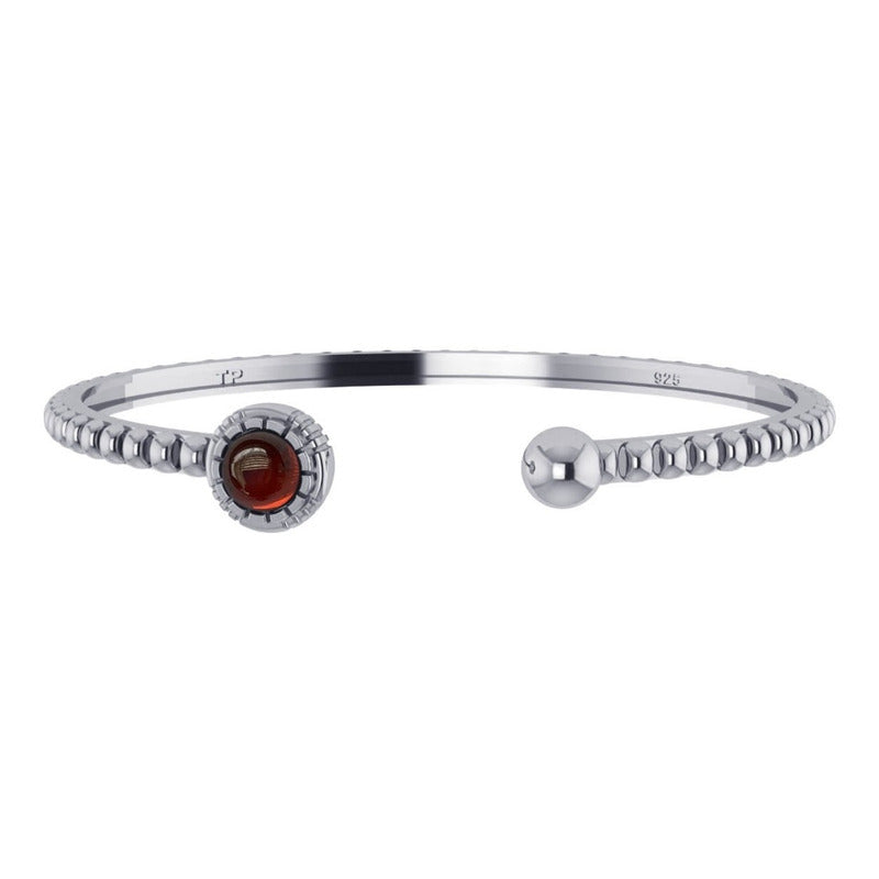 Pulseira Bracelete Granada Rígido Prata 925 - Unissex