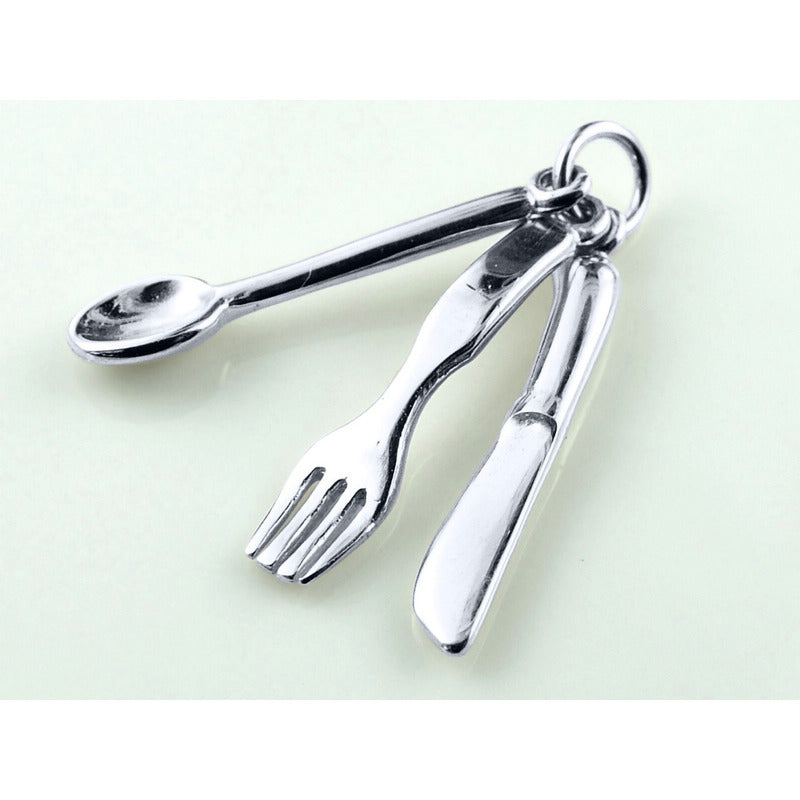 Pingente Prata 925 Culinária Garfo Colher Faca Exclusivo