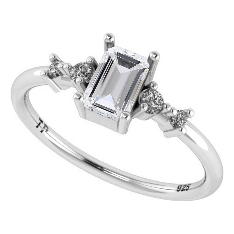 Rectangular Vienna Ring Pure 925 Silver - Zirconia